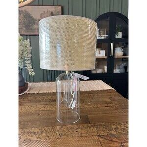 Glass Table Lamp with Open Base and Natural Shade - Threshold